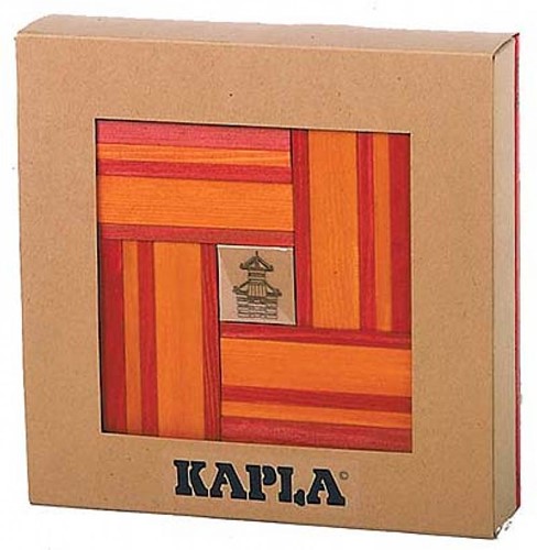 Planches de construction en bois Kapla 40 planches rouge/orange-2