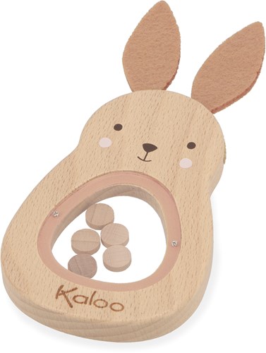 Kaloo hochet lapin en bois - jouet sensoriel bébé bois FSC-3