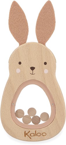 Kaloo hochet lapin en bois - jouet sensoriel bébé bois FSC