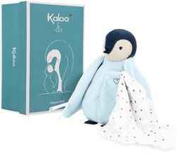 Kaloo peluche pingouin bleu avec coussin en tissu - doudou bébé doux