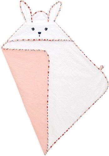 Kaloo serviette de bain bébé coton coquelicot avec oreilles de lapin 75x75cm