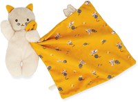Kaloo doudou chat jaune - couverture bébé peluche matière recyclée-3
