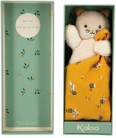 Kaloo doudou chat jaune - couverture bébé peluche matière recyclée