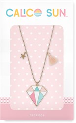 Calico Sun collier pierre précieuse avec étoile et pompon - bijou coloré enfant