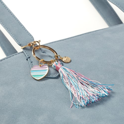 Calico Sun porte-clés cœur avec pompon - accessoire coloré-3