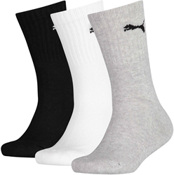 Puma chaussettes enfant sport lot de 3 - hautes coton blanc noir gris
