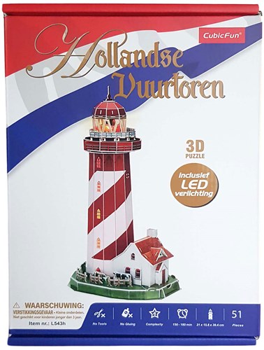 Cubic Fun Puzzle 3D Phare avec éclairage LED, 51 pièces