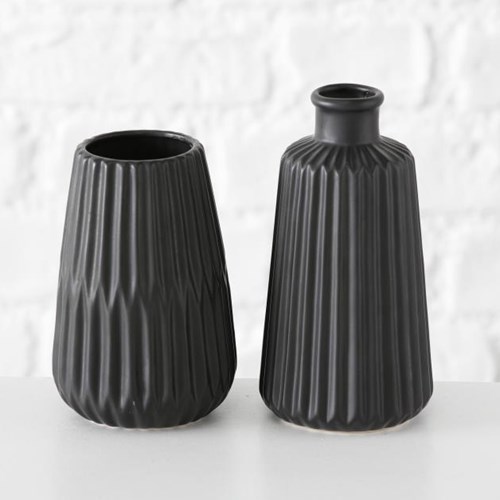 Boltze Home vase noire céramique vase à fleurs décoratif