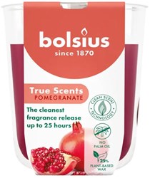 Bougie parfumée Bolsius True Scents grenade verre parfumé 80/73 rouge
