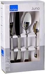 Amefa set de couverts Juno 24 pièces - acier inoxydable argenté - design moderne