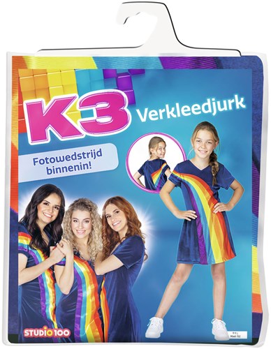 Studio 100 robe déguisement K3 arc-en-ciel bleu taille 152 pour enfants