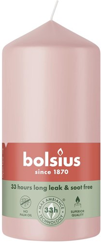 Bougie pilier Bolsius décoration rose brumeuse 120x58 mm bougie d'ambiance