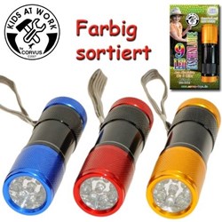 Kids at Work lampe de poche LED noire/colorée - lampe adaptée aux enfants