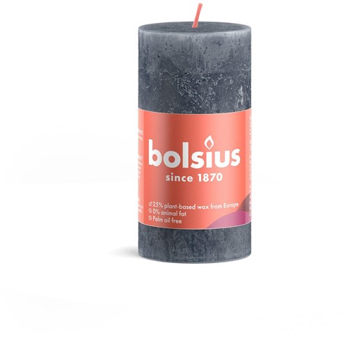 Bolsius bougie pilier rustique bleu - bougie décorative cire vegan 10cm
