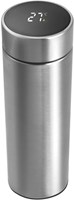 Bouteille isotherme inox 450ml avec thermomètre dans le couvercle et filtre à thé - gourde