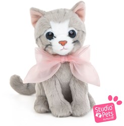 Studio Pets peluche chat Bella 16 cm rose avec passeport et valise