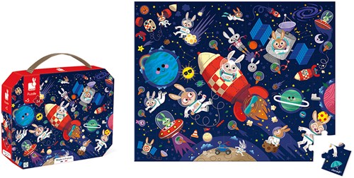 Janod puzzle fusée - puzzle en carton 54 pièces - aventure spatiale-2