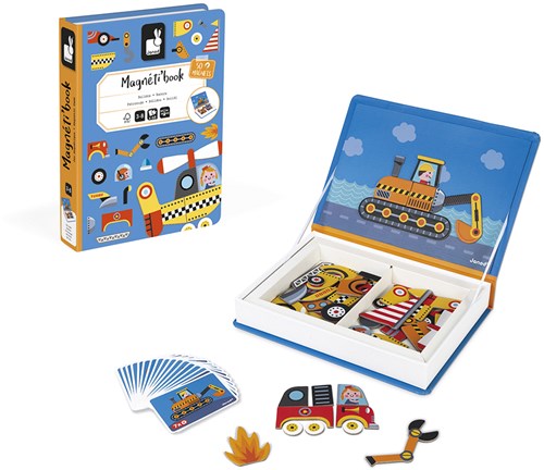 Janod Magnetibook - Bolides Livre Magnétique Véhicules 50 Aimants-2