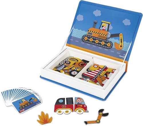 Janod Magnetibook - Bolides Livre Magnétique Véhicules 50 Aimants