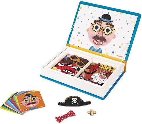 Janod Magnetibook - Jeu Magnétique Visages Fous Garçons - Jouet Créatif