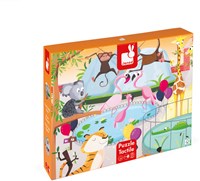Janod puzzle tactile animaux - Une journée au zoo - 20 pièces