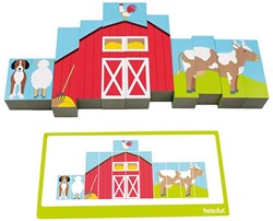 Beleduc puzzle blocs ferme jouet éducatif carton coloré
