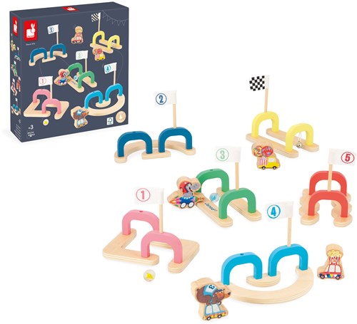 Janod piste de billes Applepop - jeu de billes en bois pour enfants-2
