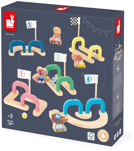 Janod piste de billes Applepop - jeu de billes en bois pour enfants