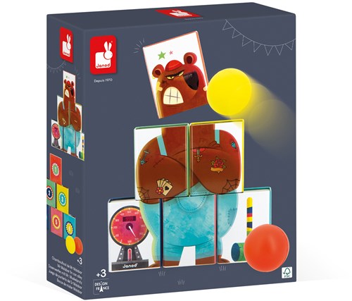 Janod Applepop - Jeu de lancer de balle avec Monsieur Ours pour enfants