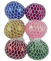 Balle Squishy Mesh Glitter anti-stress jouet 6,5cm effet pailleté-2