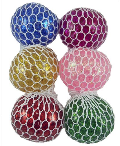 Balle Squishy Mesh Glitter anti-stress jouet 6,5cm effet pailleté-2