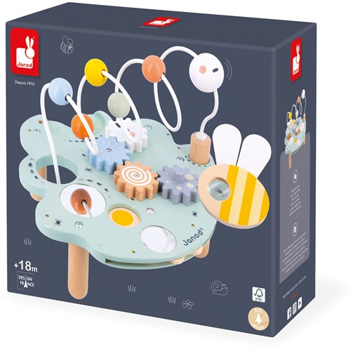 Janod Sweet Cocoon - Planche d'activités en bois pour tout-petits - Jouet éducatif