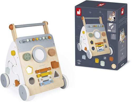 Janod chariot de marche en bois Sweet Cocoon - pousseur bébé avec activités-2