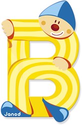 Janod lettre en bois B clown - jouet magnétique décoration