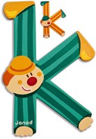 Janod lettre en bois K - Jouet magnétique clown pour enfants-2