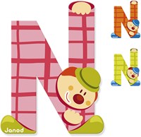 Janod lettre en bois N - Décoration clown pour chambre d'enfant-2