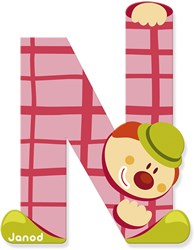 Janod lettre en bois N - Décoration clown pour chambre d'enfant