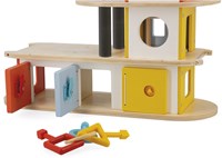 Janod garage en bois Bolid - parking avec voitures et hélicoptère-3