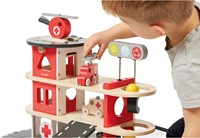 Janod Bolid - Caserne de pompiers jouet en bois avec véhicules-3