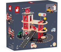 Janod Bolid - Caserne de pompiers jouet en bois avec véhicules-2