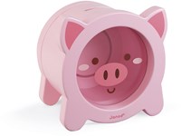 Janod tirelire cochon - tirelire enfant en bois avec fenêtre transparente