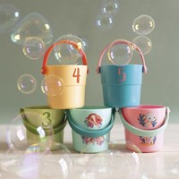 Janod jouets de bain - seaux de bain colorés avec bébés animaux et chiffres-3