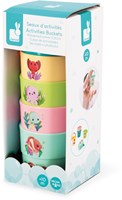 Janod jouets de bain - seaux de bain colorés avec bébés animaux et chiffres-2