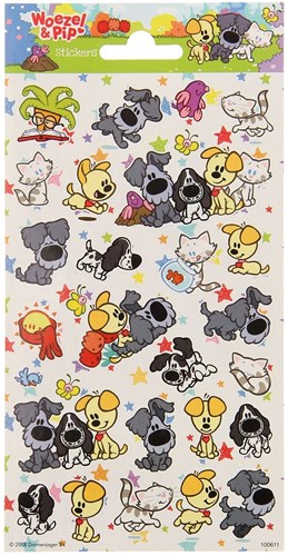 Totum planche de stickers Woezel & Pip - autocollants enfants - multicolore