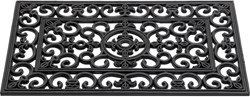 HQ paillasson caoutchouc antique French Lily noir 45x75cm tapis d'entrée