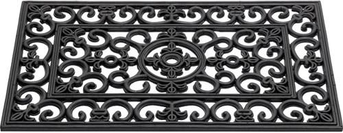 HQ paillasson caoutchouc antique French Lily noir 45x75cm tapis d'entrée