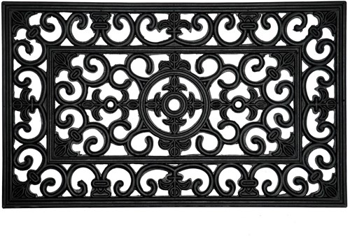 HQ paillasson caoutchouc antique French Lily noir 45x75cm tapis d'entrée-2