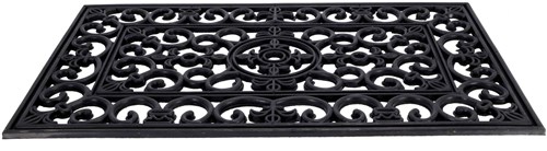 HQ paillasson caoutchouc antique French Lily noir 45x75cm tapis d'entrée-3