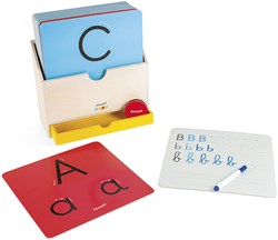 Janod jouet éducatif - apprendre à écrire - coffret d'écriture en bois pour enfants