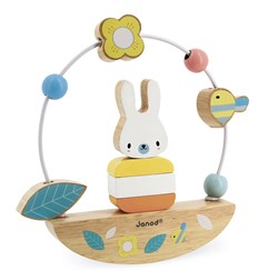 Janod labyrinthe de perles en bois - lapin à bascule - jouet de motricité